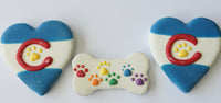 Home made dog cookies with cute decoration. 